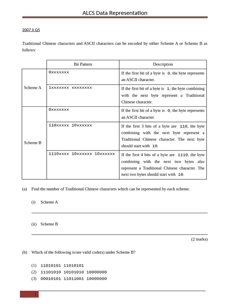 ALCS Data Representation Techniques | PDF | Bit | Byte
