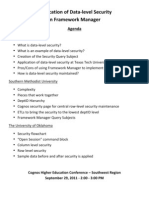 Application of Data-level Security in Framework Manager - Agenda and Definitions