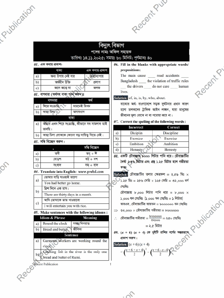 Monthly Written Job Solution - November 2025 | PDF