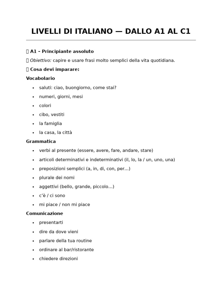 Livelli Di Italiano | PDF