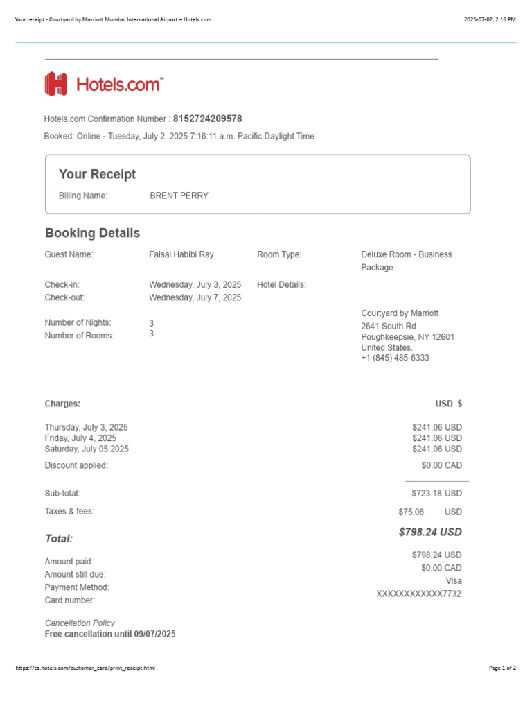47courtyard by Marriott | PDF | Receipt | Payments