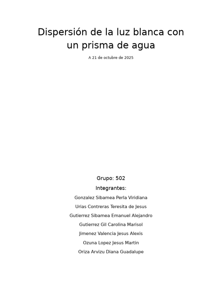 Dispersión de La Luz Blanca Con Un Prisma de Agua | PDF | Color | Arco iris