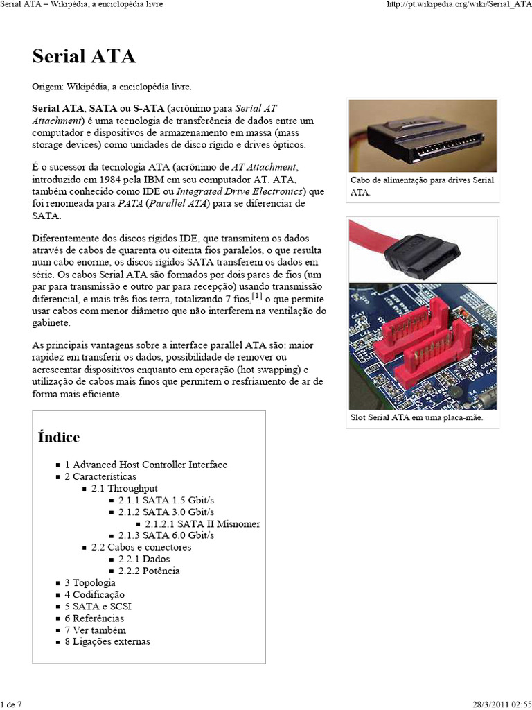 Entenda a Tecnologia Serial ATA (SATA) | PDF | Informática | Redes de ...