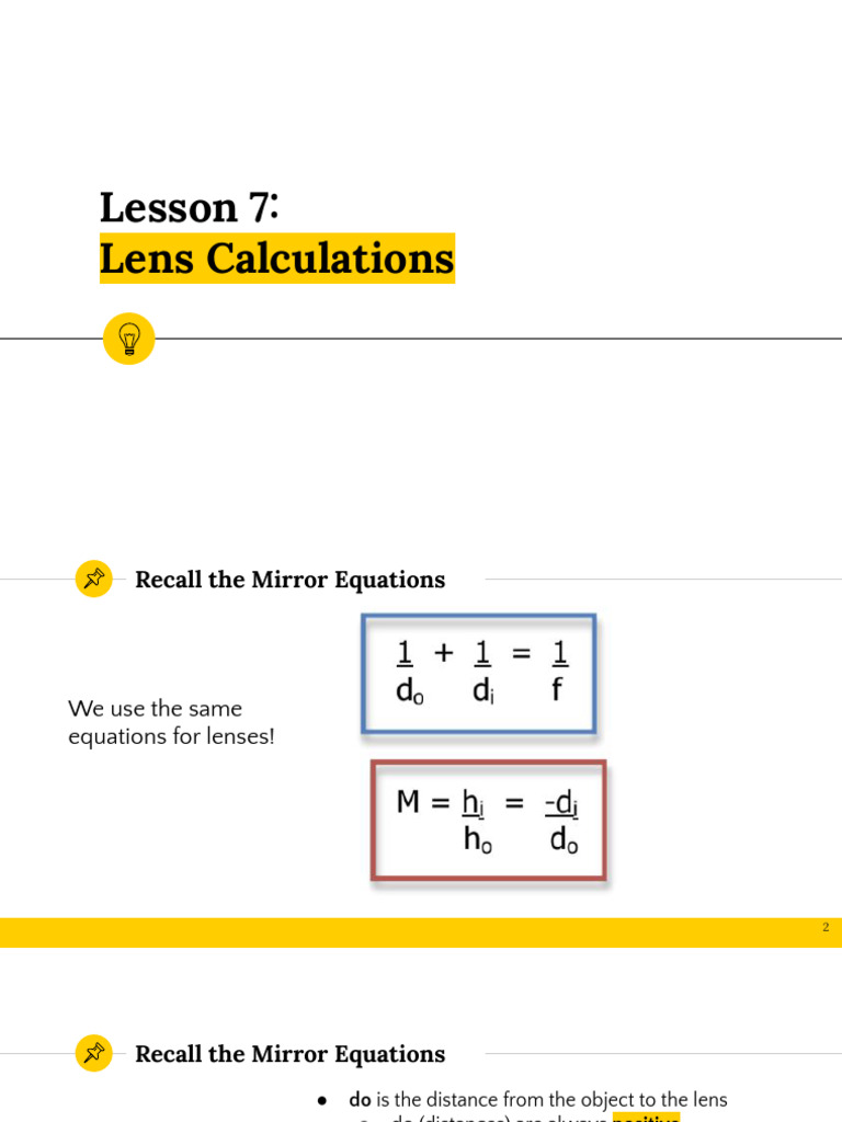 Lens Calculations and Image Formation | PDF | Lenses | Equipment
