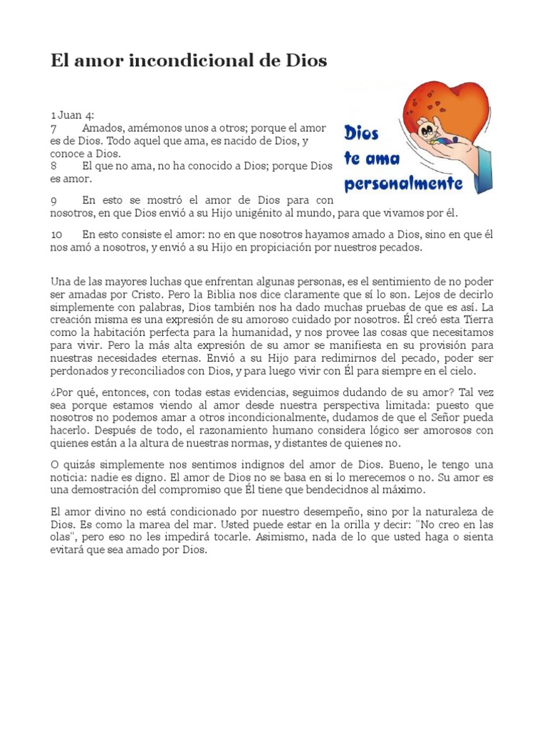 El Amor Incondicional de Dios | PDF | Amor | Dios