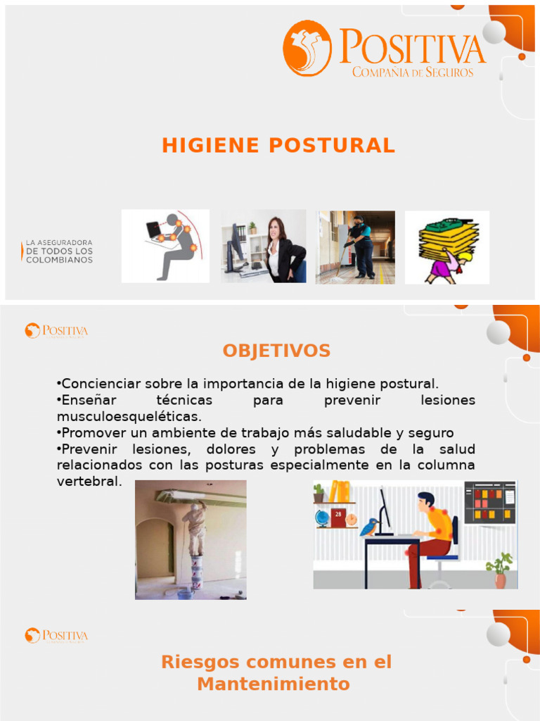 Higiene Postural | PDF | Dolor lumbar | Enfermedades y trastornos