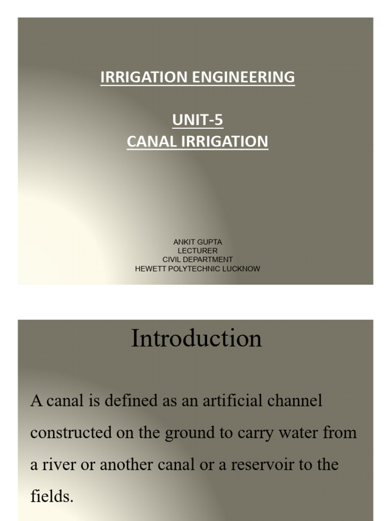 Types and Design of Irrigation Canals | PDF | Canal | Drainage Basin