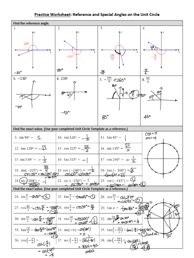 Unit Circle Reference Angle Practice | PDF | Chess Openings | Chess Theory