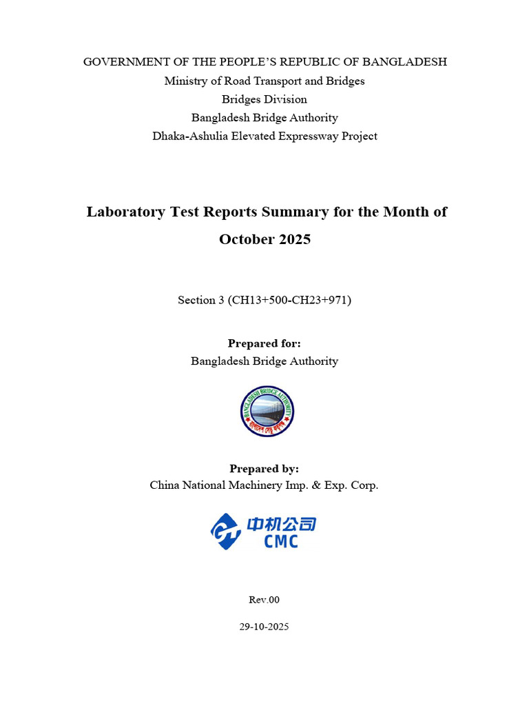 Laboratory Test Reports Summary For The Month of October-2025 SN3 | PDF ...