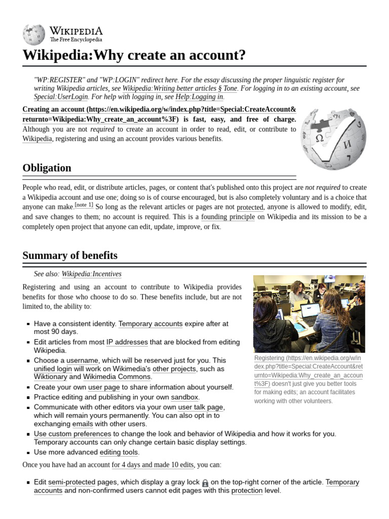 Benefits of Creating a Wikipedia Account | PDF | Wikipedia | Computing