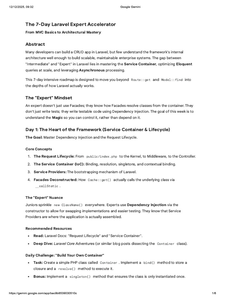 7-Day Laravel Expert Mastery Guide | PDF | Information Technology ...