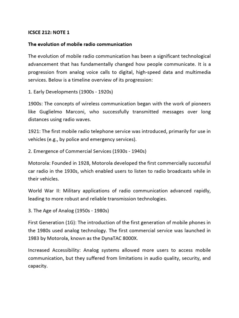 The Evolution of Mobile Radio Systems-1 - 083100 | PDF | Cellular ...