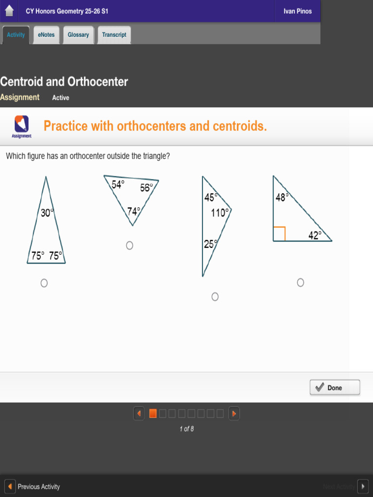 Centroid and Orthocenter Practice | PDF