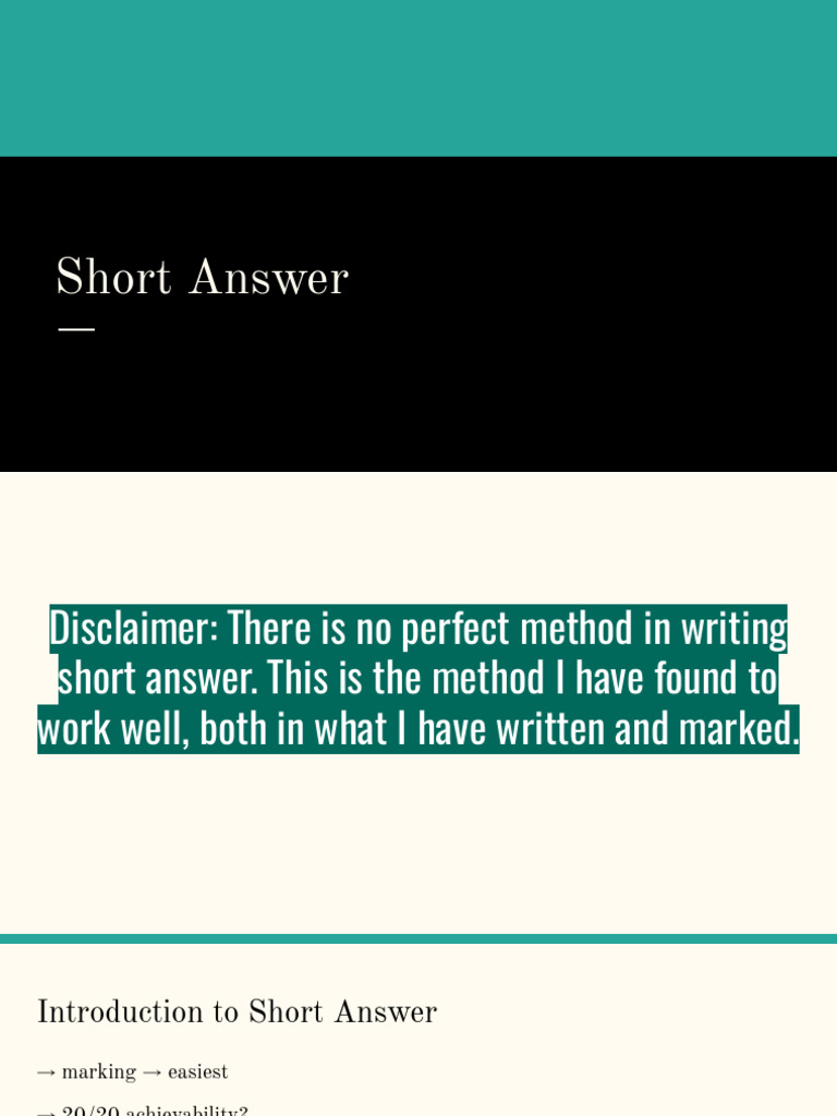 Effective Short Answer Writing Guide | PDF | Poetry