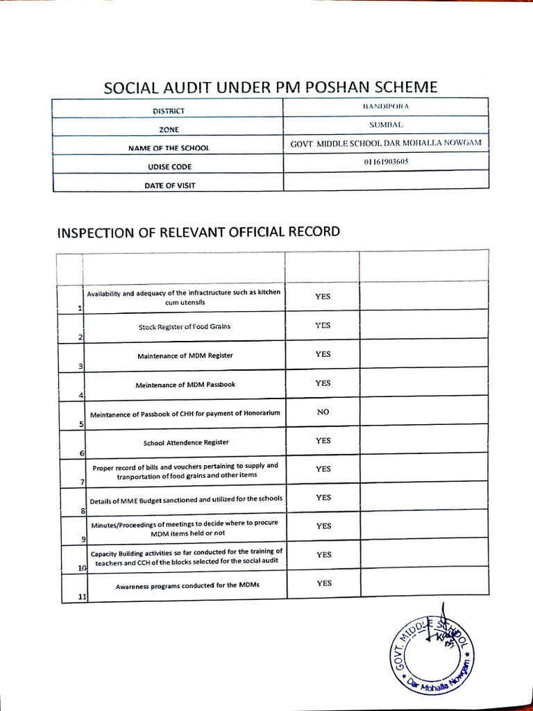 Social Audit Format Ms DAR Mohalla | PDF