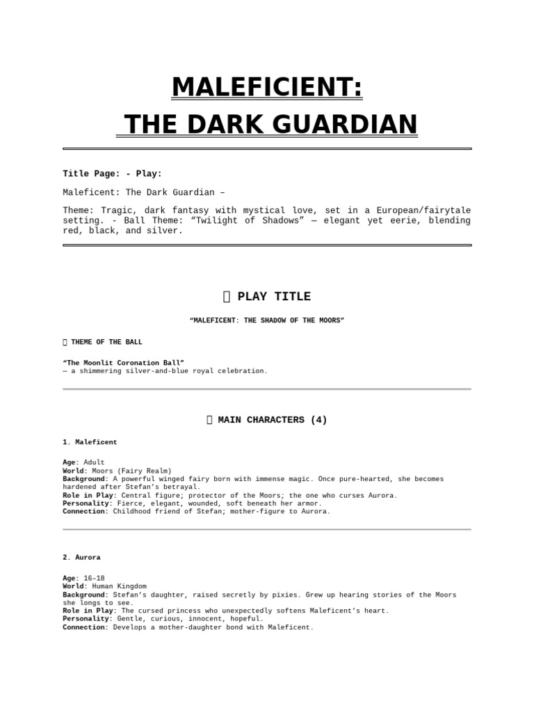 Maleficent: The Dark Guardian Play | PDF