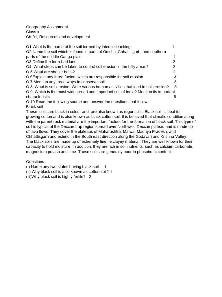 Geography Assignment: Soil Types & Erosion | PDF