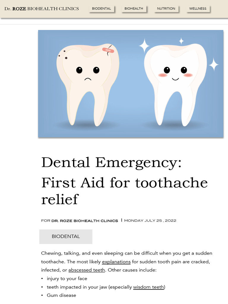Toothache Relief: First Aid Guide | PDF | Medical Specialties ...