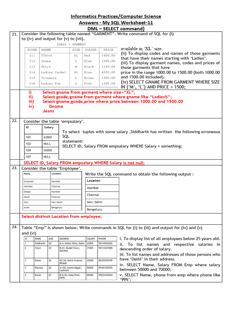 SQL Commands and Queries for DML Operations | PDF | Sql | Data Model