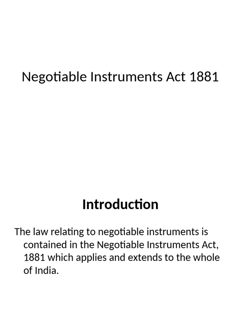 Overview of Negotiable Instruments Act | PDF | Negotiable Instrument ...