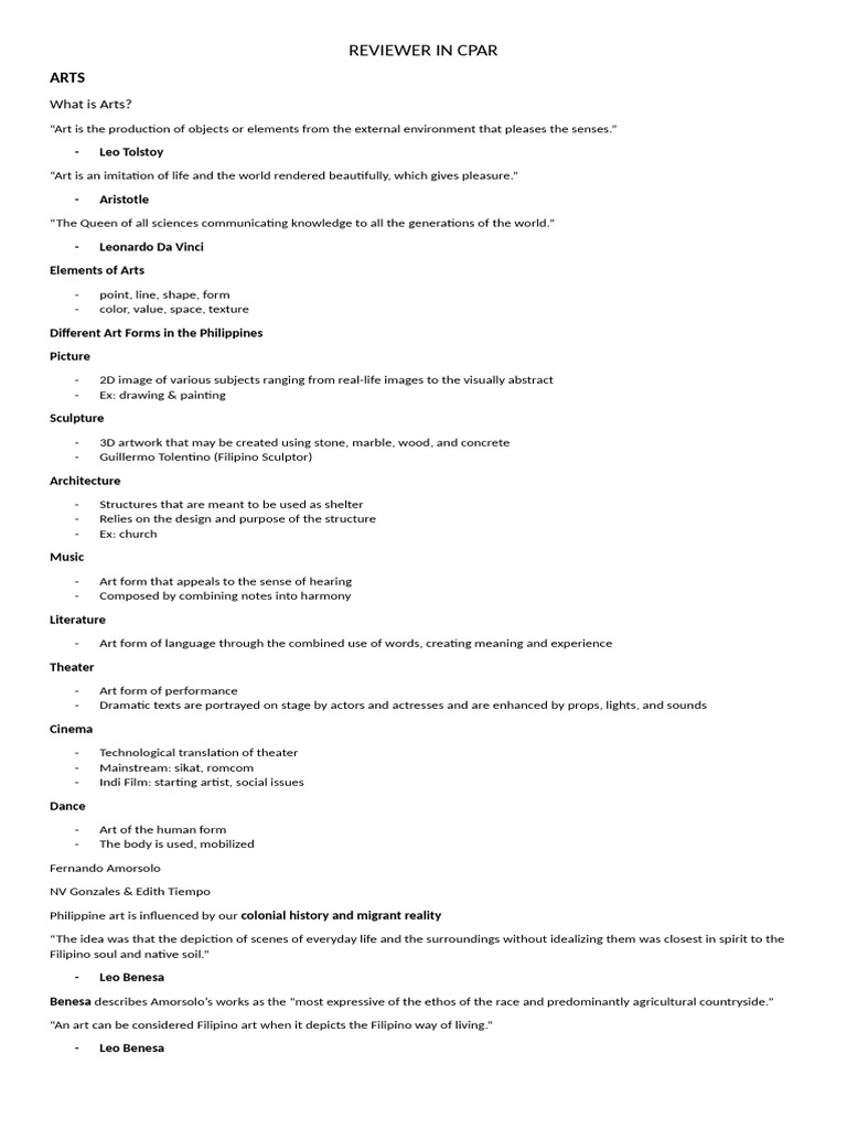 Reviewer in Cpar - Prelims | PDF | Abstract Art | Paintings