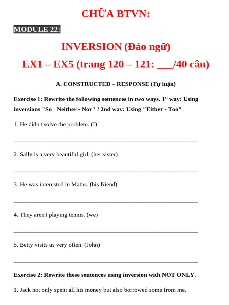 l7.5 Hsg. CH A Mod22 Ex1 - Ex10 | PDF