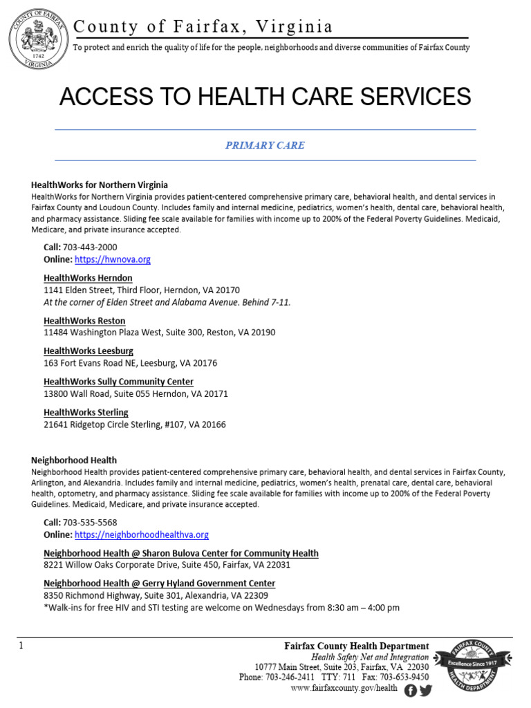 Fairfax County Health Care Services | PDF
