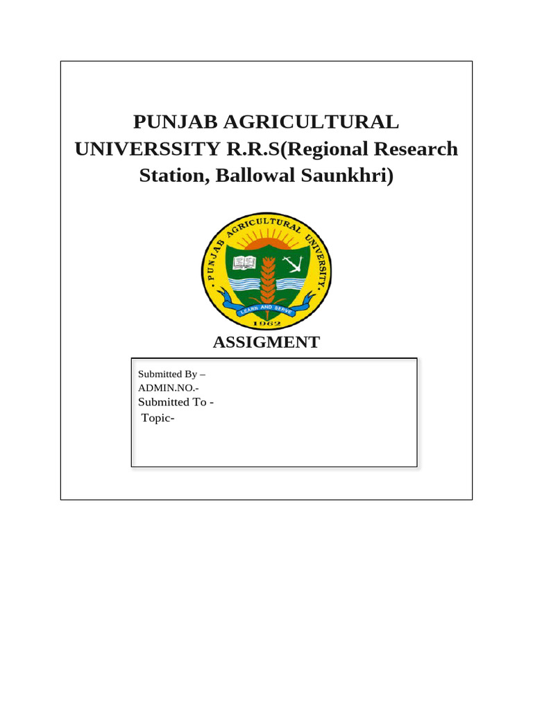 Punjab Agricultural Universsity R | PDF