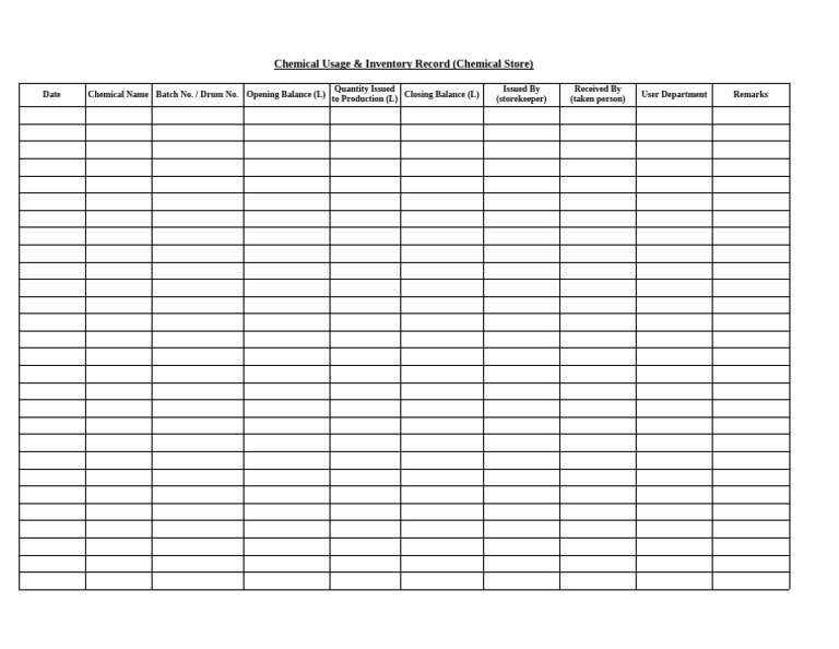 Chemical Inventory Management Record | PDF