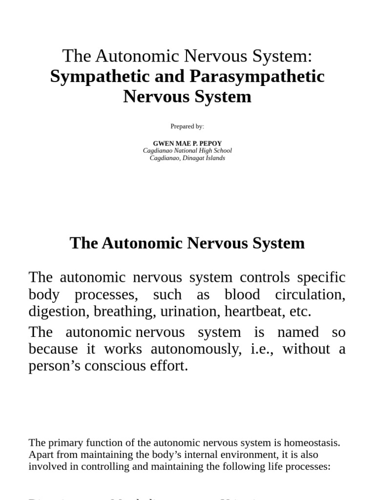 Autonomic Nervous System Overview | PDF | Autonomic Nervous System ...