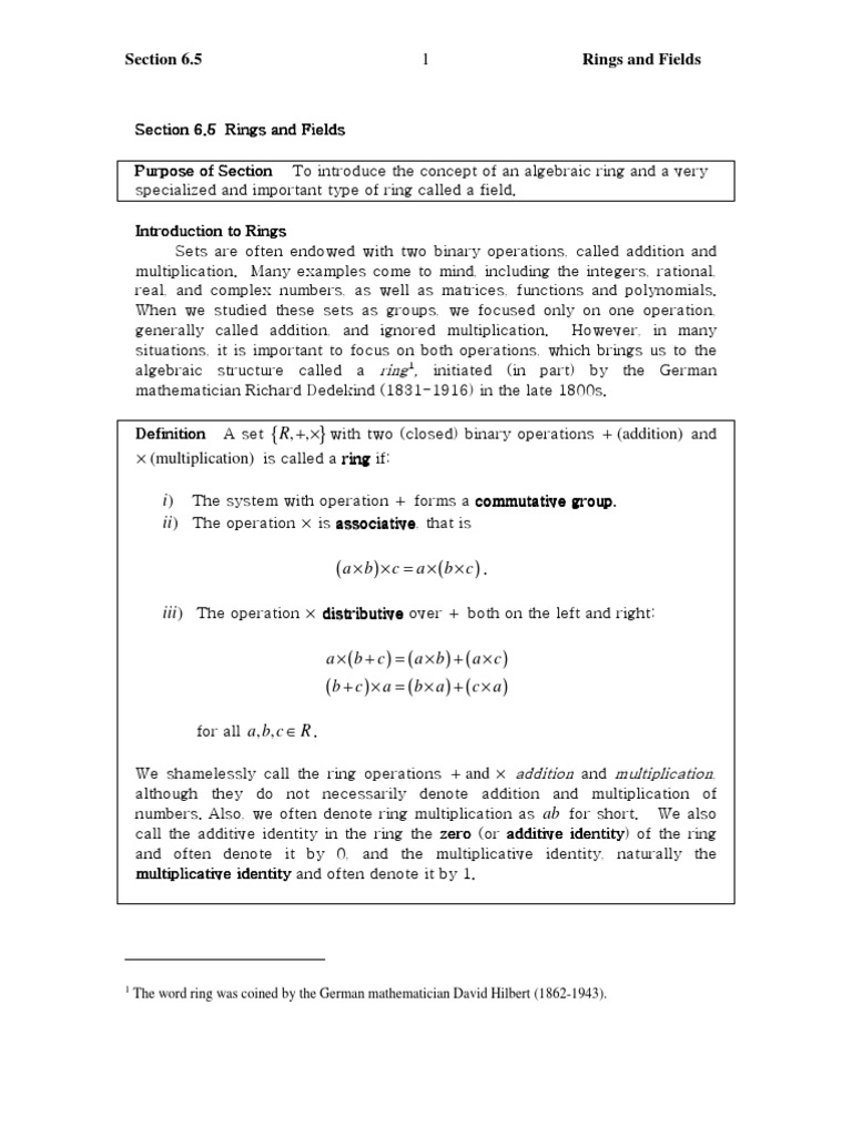 Understanding Rings and Fields in Algebra | PDF | Field (Mathematics ...