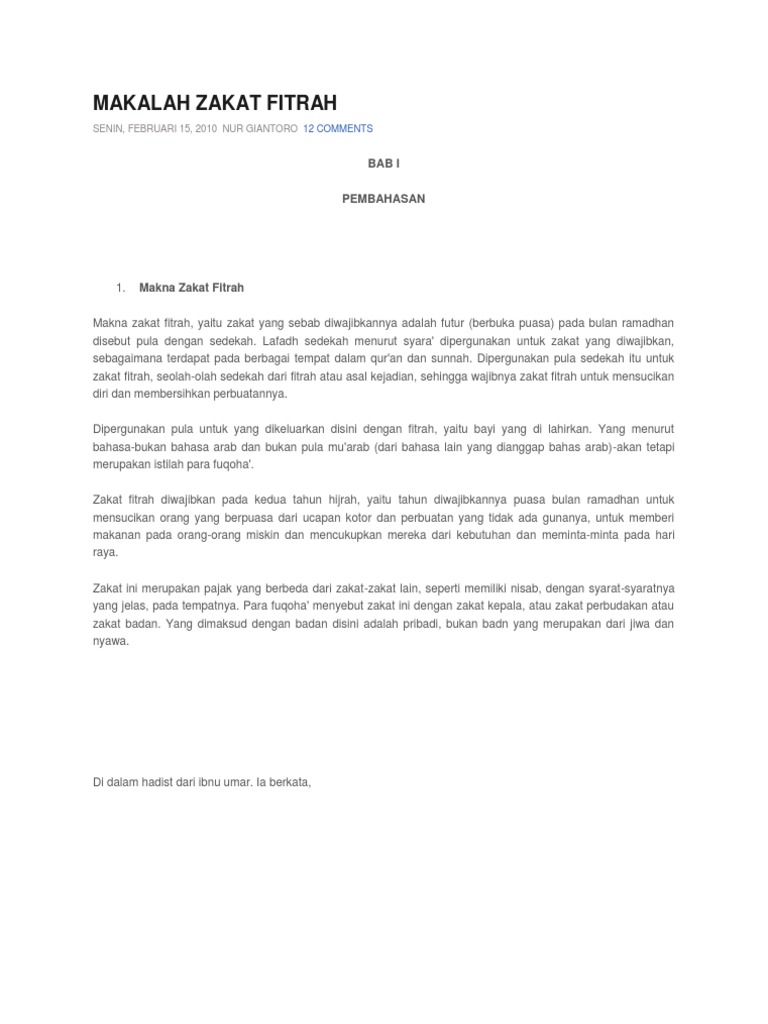 Makalah Zakat Fitrah