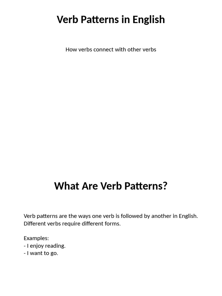 Understanding English Verb Patterns | PDF