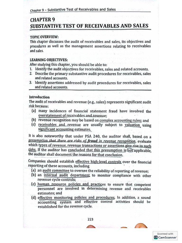 Substantive Test of Receivables and Sale | PDF