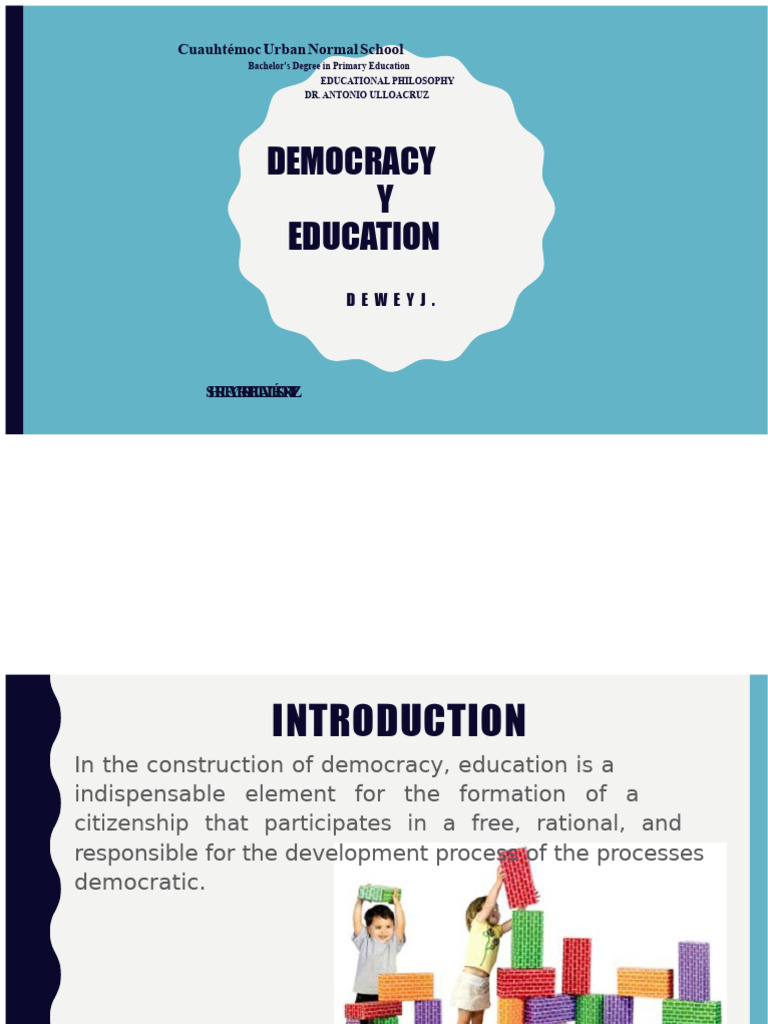 Dewey, democracy and education | PDF | John Dewey | Democracy