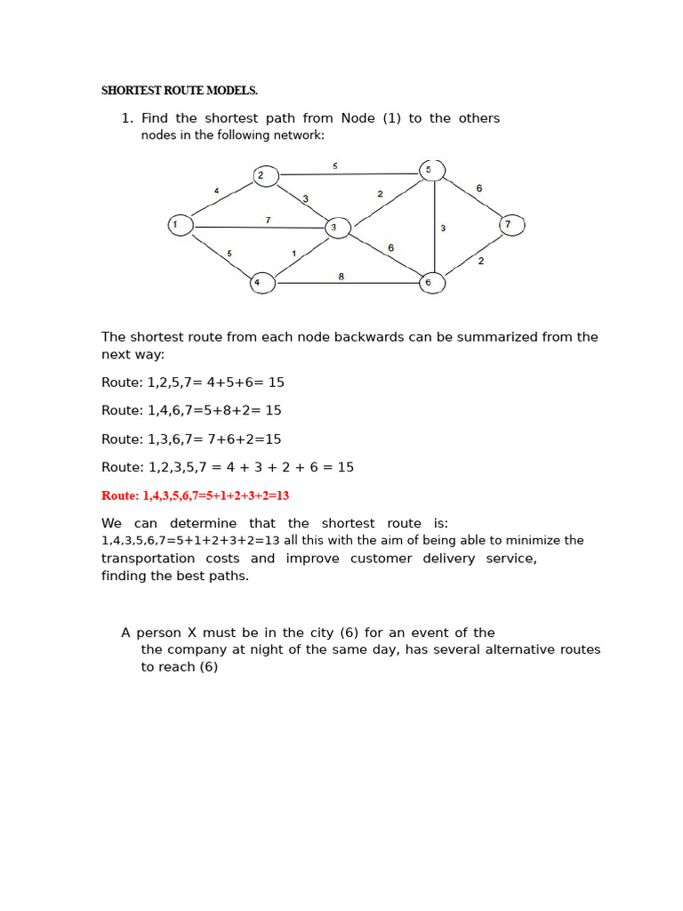 Shortest and Maximum Flow Route Models | PDF | Applied Mathematics ...
