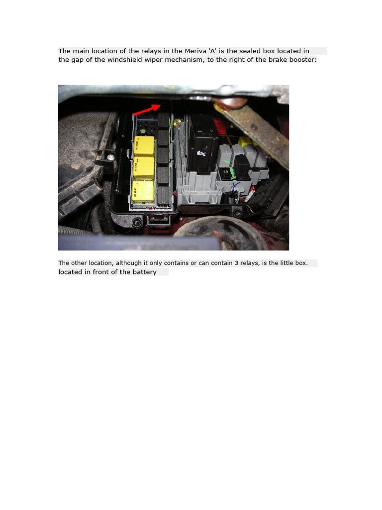 Meriva 'A' Relay Locations Explained | PDF
