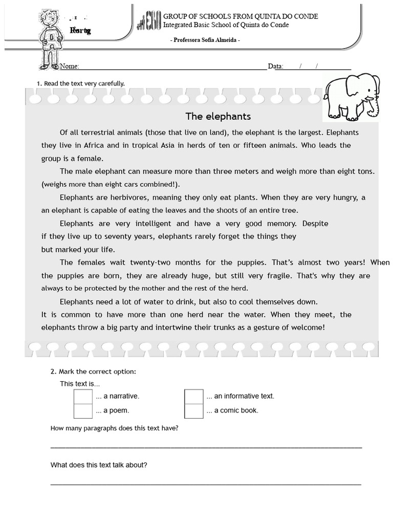 Elephants: Facts and Activities for Kids | PDF | Elephant