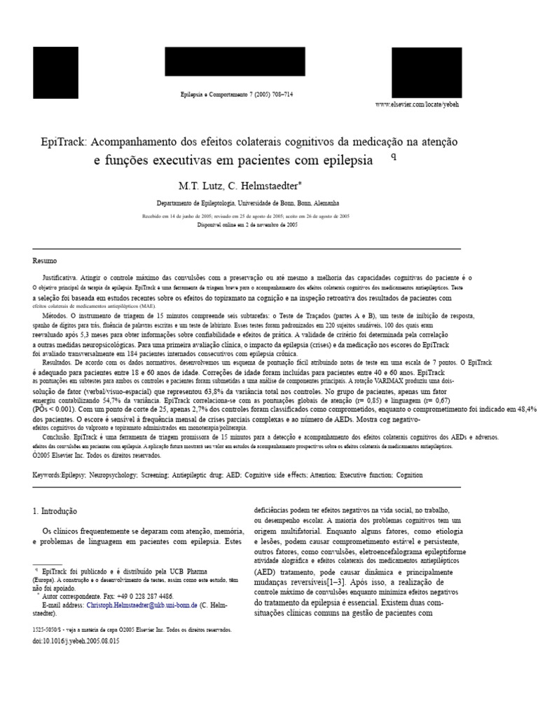 EpiTrack Rastreando os efeitos colaterais cognitivos da medicação na ...