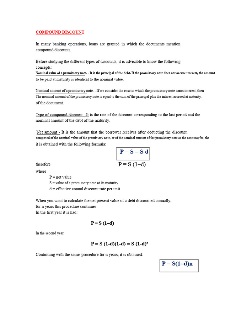 Understanding Compound Discount Calculations | PDF | Discounting | Interest