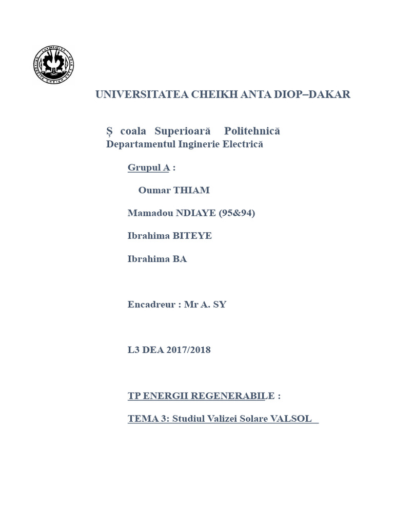 TP 3 Energii Regenerabile | PDF