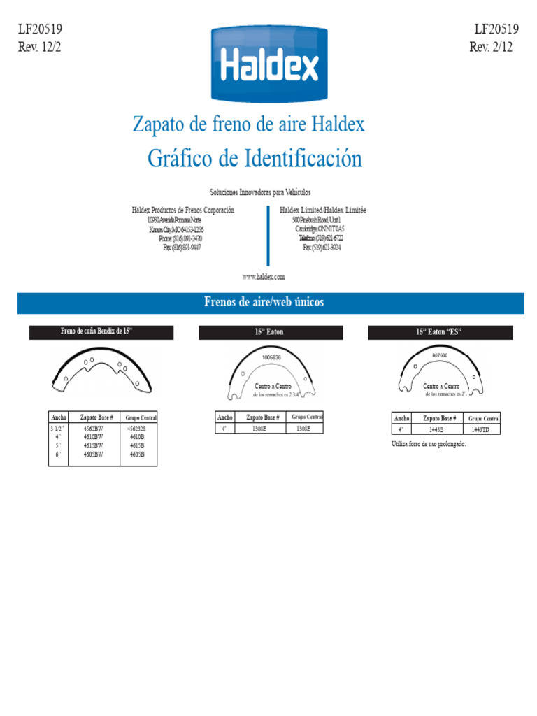 Zapatos de Freno de Aire Haldex: Guía Completa | PDF | Ingeniería mecánica