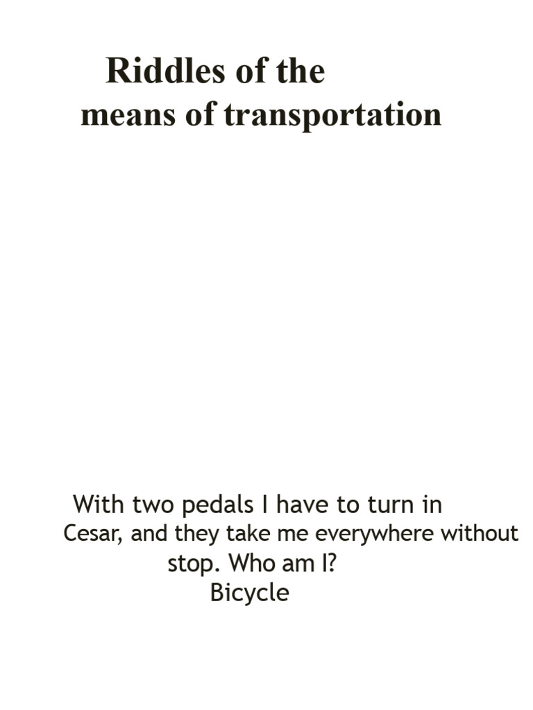 Fun Riddles About Transportation Vehicles | PDF