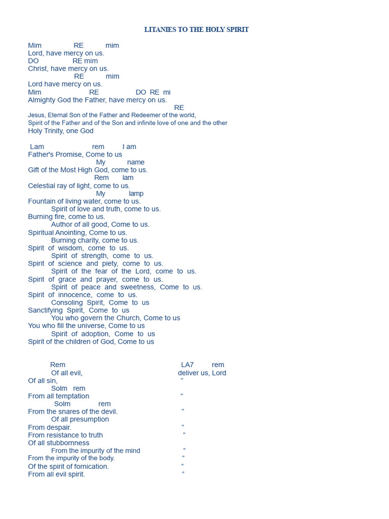 Litanies to the Holy Spirit | PDF | God The Father | Holy Spirit