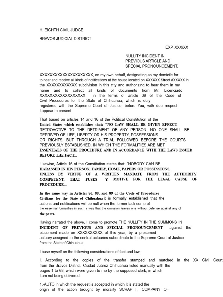 Incident of Nullity in The Summons | PDF | Supreme Court Of The United ...