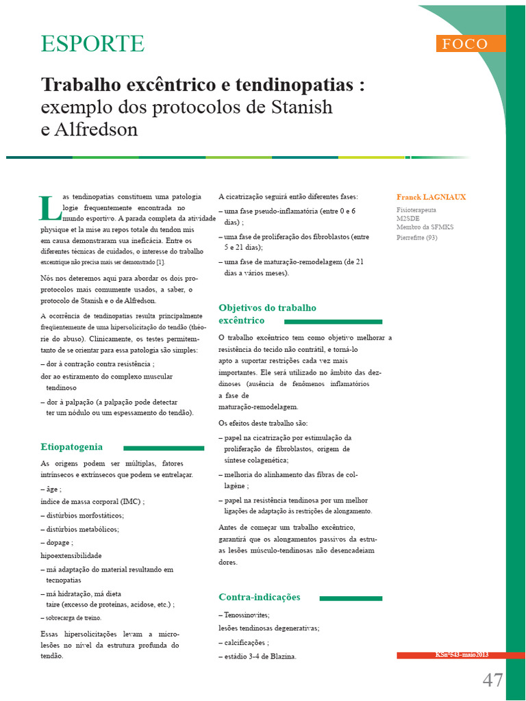 Protocólos de Stanish e Alfredson em Tendinopatias | PDF | Dor