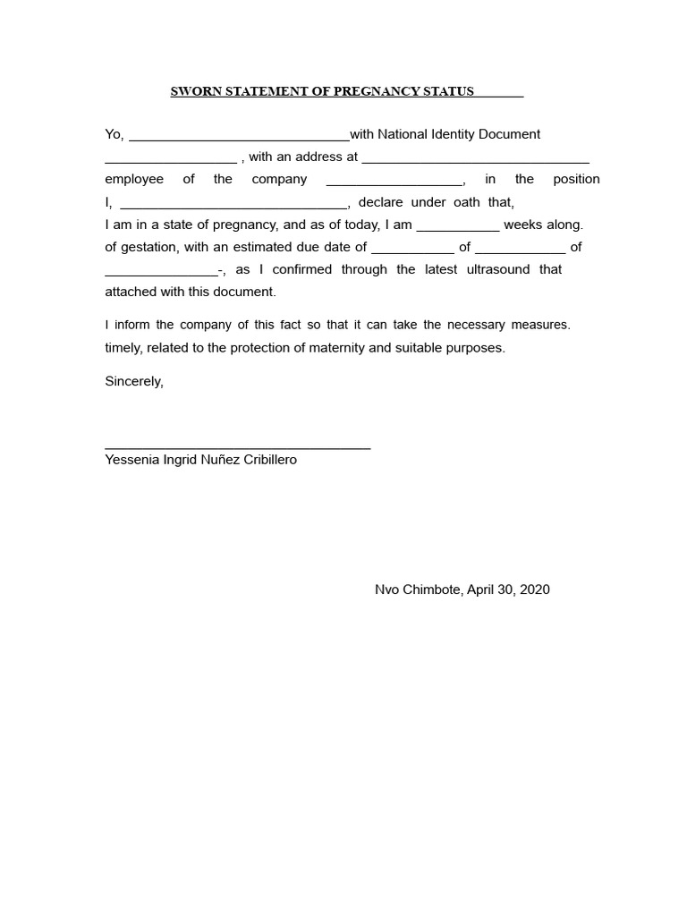 Affidavit to communicate pregnancy..docx | PDF