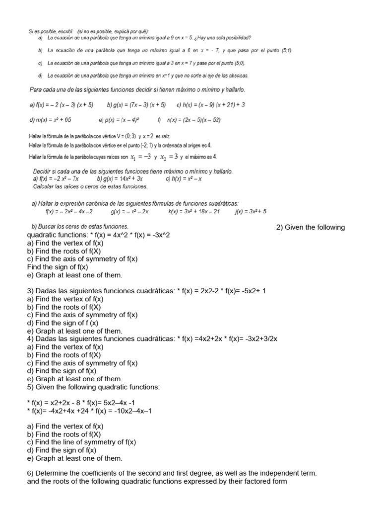 Quadratic Functions: Analysis & Graphing | PDF | Mathematical Analysis ...