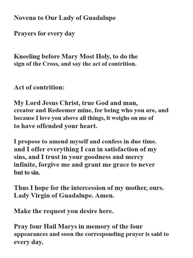 Novena of Our Lady of Guadalupe (11p) | PDF | Prayer | Theology