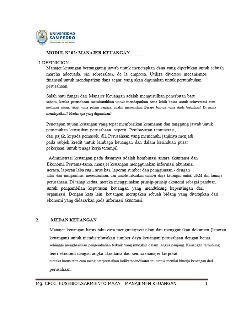 Modul N° 02 - Manajer Keuangan - Aktivitas Utama | PDF